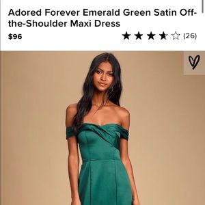 Lulu’s Adored Forever Emerald Satin OTS Dress